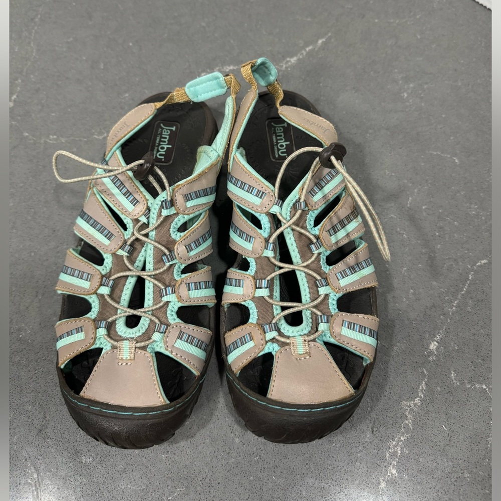 Jambu Women’s Coastline Sandal Aqua and Grey